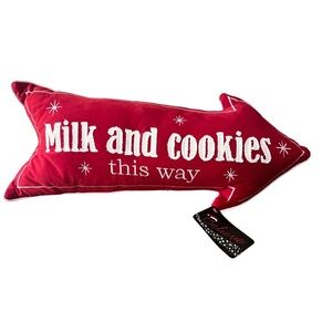 Christmas "Milk and Cookies This Way" Arrow Pillow 21"L